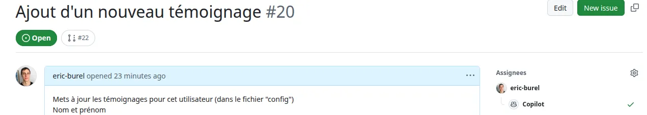 Assignation de copilot à une issue