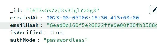 Exemple d'un hachage d'email