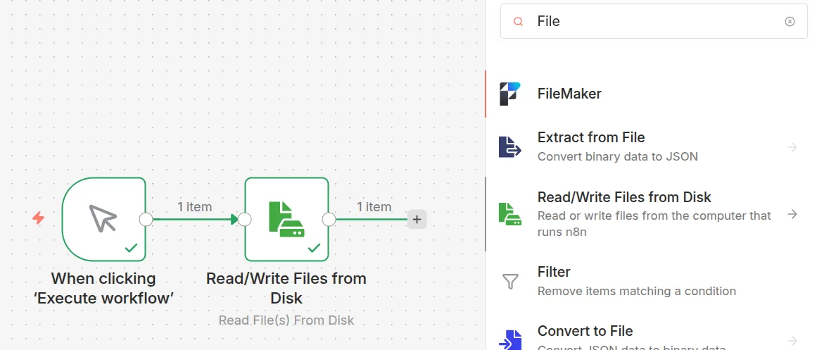 Workflow n8n d'accès aux fichiers