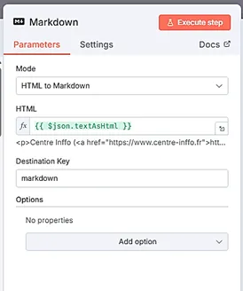 image illustrant le noeud Markdown dans n8n