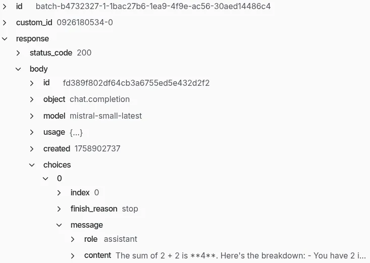 Résultats pour le batching