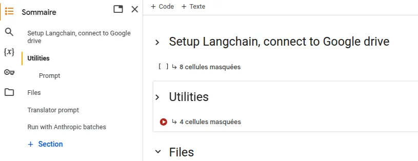 Notebook Google Colab utilisant un plan