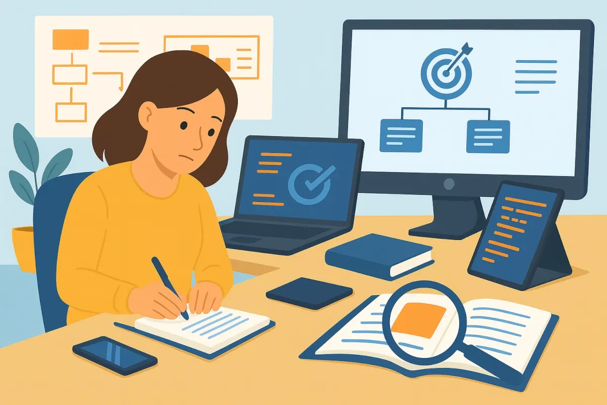 Développeuse informatique écrivant une formation