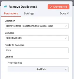 image illustrant le noeud Remove Duplicate