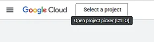image illustrant l'interface de google permettant de sélectionner un projet